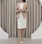 (7color) 88제작 프리미엄 노카라 자켓 치마 정장 셋업 여성 페플럼 자켓 투피스 : 글라비