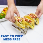 QKENDY 타코 홀더 6개 세트, 스테인리스 스틸 스탠드, 세련된 쉘 홀더, 각 금속 랙 서빙 트레이 오븐, 그릴 및 식기세척기 사용 가능 : 포웨히A