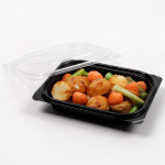 (BU) 일회용 반찬 가게 소분 용기 샐러드 PET BU-001 바디+뚜껑 1000세트 : 해피팩