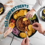 Taco Tuesday 키트 - 파티용 타코 바 서빙 세트 887.2ml(30온스) 가열 냄비, 홀더 4개 및 탈착식 레이지 수잔 트레이 나이트 피에스타 독특한... 