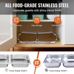 VEVOR Chafing 접시 뷔페 세트, 7.6L(8쿼트) 4팩, 스테인리스 체퍼, 풀 사이즈 팬 4개, 직사각형 케이터링 워머 서버, 뚜껑 포함 워터 접이식... 