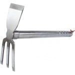 스테인리스 정원 괭이 갈퀴 수공구 15인치 금속 핸드 3 프롱 경운기 듀얼 헤드 가드닝 제초 땅 파기 파종 다용도 원예 공구 39cm Hoe Rake... 