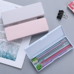 심플 사각 플라스틱필통 모던 필기도구케이스 다용도케이스 소품수납함 : 실버타이거 스토어