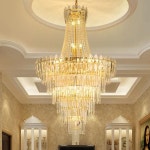 복층 건물 크리스탈 갤러리 로비 램프 예식장 샹들리에 일류크리스탈 800x1200+LED 삼색광원 : 영천로컴퍼니