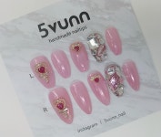 5분완성 핑크 파우더 수제네일팁 : 5vunn Nail