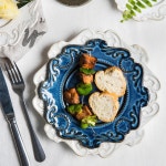 디너 플레이트 국수 그릇 도자기 음식 홈 주방기구 북유럽 레트로 릴리프 스테이크 : 엠에스컴퍼니3호점