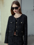 [뮤제]MUSEE_[ESSENTIEL] ENTRE Crop Tweed Jacket_Black Tweed : MUSEE ESSENCE