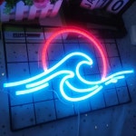 led네온보드판 무선영업중led 일출 일몰 네온 사인 파도 형광간판 led네온블랙보드 : ONE01