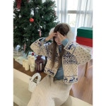 눈꽃 집업 앙고라 가디건 반짝이 롱 솔잎 부클 트위드 레트로 페어 아일 크리스마스 눈송이 : 디자인콜렉트