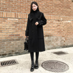 세일러 카라 핸드메이드 발마칸 무스탕 코트 여성용 하이 엔드 네이비 칼라 양면 캐시미어 : 디자인콜렉트