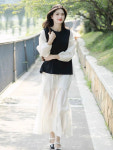 ALLGIVEYOU여성 드래스 원피스 2024 초봄 신상 여성 화이트 프렌치 드레스 고급 : ALL GIVE YOU