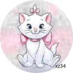 마리 고양이 원형 배경 커버 핑크 여아 신생아 베이비 샤워 생일 파티 서클 탄성 6 가지 옵션 : 글륙필츠