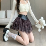 망사체크스커트 차밍댄스 라인댄스복 라틴댄스복 1095 : 취미부자샵