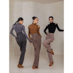 라틴댄스 복장 모던 공연복 살사 현대 상의 윈터 트레이닝 숄더오픈 탑 : 한경리2