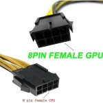 GPU VGA PCIe 8 핀 암-듀얼 2X (6 + 2) 수 익스프레스 전원 어댑터, Y-스플리터 연장 케이블, 9 인치 (23cm), 6PCs : 부빠오