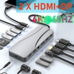컴퓨터 PC 노트북 USB 멀티 허브 포트 분배기 Type-C 벼락 C 도킹 스테이션 맥북 호환용 2x hdmi DisplayPort Dell HP 호환 Lenovo... 