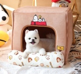 애견하우스 강아지숨숨집 강아지텐트 피너츠 스누피 집 베이지 : 윗도그