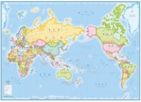 세계지도 보기 지도책 아시아 지도보기 와이드맵 고화질 휴대용 무광코팅 70 x 50 cm : 파크피르