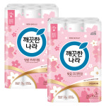 깨끗한나라 허브가든 벚꽃 프리미엄 3겹 데코 30롤 2팩 두루마리 롤화장지 롤휴지 : 동그라미티슈