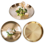 티타늄 원형접시 1호 단겹 고기접시 무광 골드 수육그릇 한쿡스 각인별도 : 쿠커스 판다