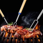 바베큐용 포크- 마시멜로 로스팅 스틱 4팩, 확장 가능한 81.3cm(32인치) 길이의 금속 바베큐 꼬치, 그릴 세트, 텔레스코핑 스모어 BBQ 포크... 