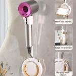 헤어 드라이어 홀더 플라스틱 욕실 건조기 스탠드 강력 부착 블로우 행거 컬러 보관 브래킷 지원 : 셀렉나인