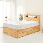 핸즈 데코 원목 헤드형 LED 조명 벙커 2단 서랍 수납 퀸 침대 프레임 단품 Q : 다원핸즈데코