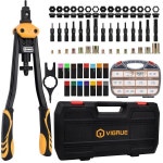 VIGRUE 16 리벳 너트 키트 너트15PCS 메트릭 인치 맨드렐 M3 M12 632 1213 및 300PCS SAE 구색 포함 16 inch Hand Tool : o미소쇼핑o