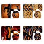 연금술 욕실 러그 세트 호박 죽은 나무 유령 마녀 미끄럼 방지 목욕 매트 카펫 화장실 뚜껑 커버 부드러운 플란넬 도어매트 : 애신유통