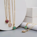 BOROSA 경적 도금 블랙 마노면 매력 10 천연 스톤 핑크 오팔 펜던트 여성용 귀걸이 목걸이 G1822 : 에프제이핑크