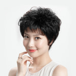 숏펌 웨이브 정수리가발(블랙) 똑딱이 인모 탈모커버 부분 숏컷 스타일 엄마머리 중년여자여성 : 유즈마켓