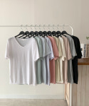[무배] 1+1 2가지넥 찰랑 레이온 무지 반팔티셔츠 (국내제작) : 다인나 dainna