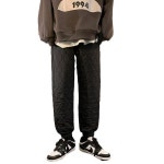 다운 코튼 패딩 바지 남성용 두꺼운 발목 묶인 패션 팬츠 벨벳 아우터웨어 따뜻한 마름모 매치 캐주얼 : 셀렉나인