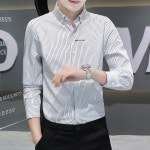 남성 오버핏 긴팔 프린트 셔츠 긴 소매 봄과 가을 스타일 고품질 스트라이프 흰색 봄 드레스 탑 캐주얼 잘생긴 인치 : 이안프렌즈