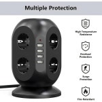 USB 4개가 포함된 12방향 전원 스트립  멀티 소켓 타워 1.8M 연장 케이블 이중 스위치가 정원 사무실 주방용 데스크탑 서지 보호 : 직구메이드