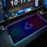 DiEU RGB A-Assassin S Creeds 마우스 패드, 애니메이션 백라이트 데스크 매트, 게이머 PC 컴퓨터 Xxl 키보드 카펫, 게임 액세서리, LED... 