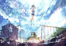 세트 날씨의 아이 판타지 로맨스 비 만화 애니메이션 일러스트 아이러브페인팅 캔버스 액자 프레임포함 그림 포스터 A0386 : 까만장군