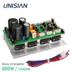 UNISIAN 모노 800W 오디오 앰프 BTL 2.0 채널 SanKen494  3858 고출력 앰프 보드 400W + 400W : 위누로지스