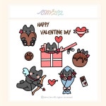 31 아이패드 굿노트 다이어리 고양이 캐릭터 발렌타인데이 초콜릿 PNG 스티커 다꾸 : 올망ㅇ졸망