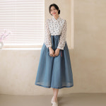 민한복 멜로디 생활한복 드레스 원피스 일상 퓨전 철릭 허리치마 개량 여성 신부 : 민한복