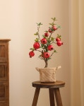 빨간 주황 돈들어오는 1.5m 가게 식당 인테리어 석류 과일 가짜 조화 인조 나무 화분 : 큐포유
