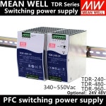 TDR-240 480/960 와트 3 상  DIN 레일 전원 공급 장치 PFC 330v/550v ac dc 24/48v Mean well 고전력 : 스마트 모두다 종합상사