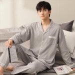 남성홈웨어 파자마세트 남자잠옷 봄 가을 긴팔 가디건 대형 루즈한 청소 은 겨울 가정 : 다이쑤몰