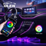 자동차 LED 주변 조명 RGB 원격 앱 음악 제어 자동차 인테리어 분위기 네온 조명 다채로운 장식 램프 58 M : 다유라이프