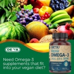 인피니소프트_연구비3비 | DEVA 비건 오메가-3 DHA EPA 보충제 원스 퍼-데이 소프트젤 300 MG - Carrageenan 젤라틴 글루텐 프리 비-물고기 조류 오일 지방산 90...