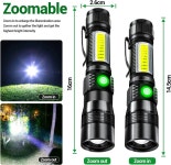 3 LED 손전등 UV 손전등 1200 루멘 LED 라이트 마그네틱 토치 COB 사이드 라이트 줌 가능 캠핑용 방수 : 백호글로벌2