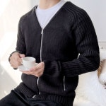 주머니 남자 집업 남성가디건 가디건 남성 니트 니트가디건 남자니트가디건 남자가디건 남성니트가디건 : 유니코마트