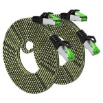 GearIT Cat 7 이더넷 케이블 (1.5m(5피트), 2팩) 고속 나일론 브레이드 플랫 인터넷 컴퓨터 패치 코드 - Cat7/Cat6/Cat5e RJ45 LAN 라우터... 