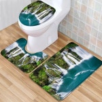폭포 목욕 매트 세트 여름 풍경 나무 마운트 낮은 파일 플란넬 깔개 화장실 커버 U자형 카펫 : 이클릭