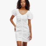 GANNI 가니 포플린 개더 화이트 미니 원피스 : 샵바이블랑